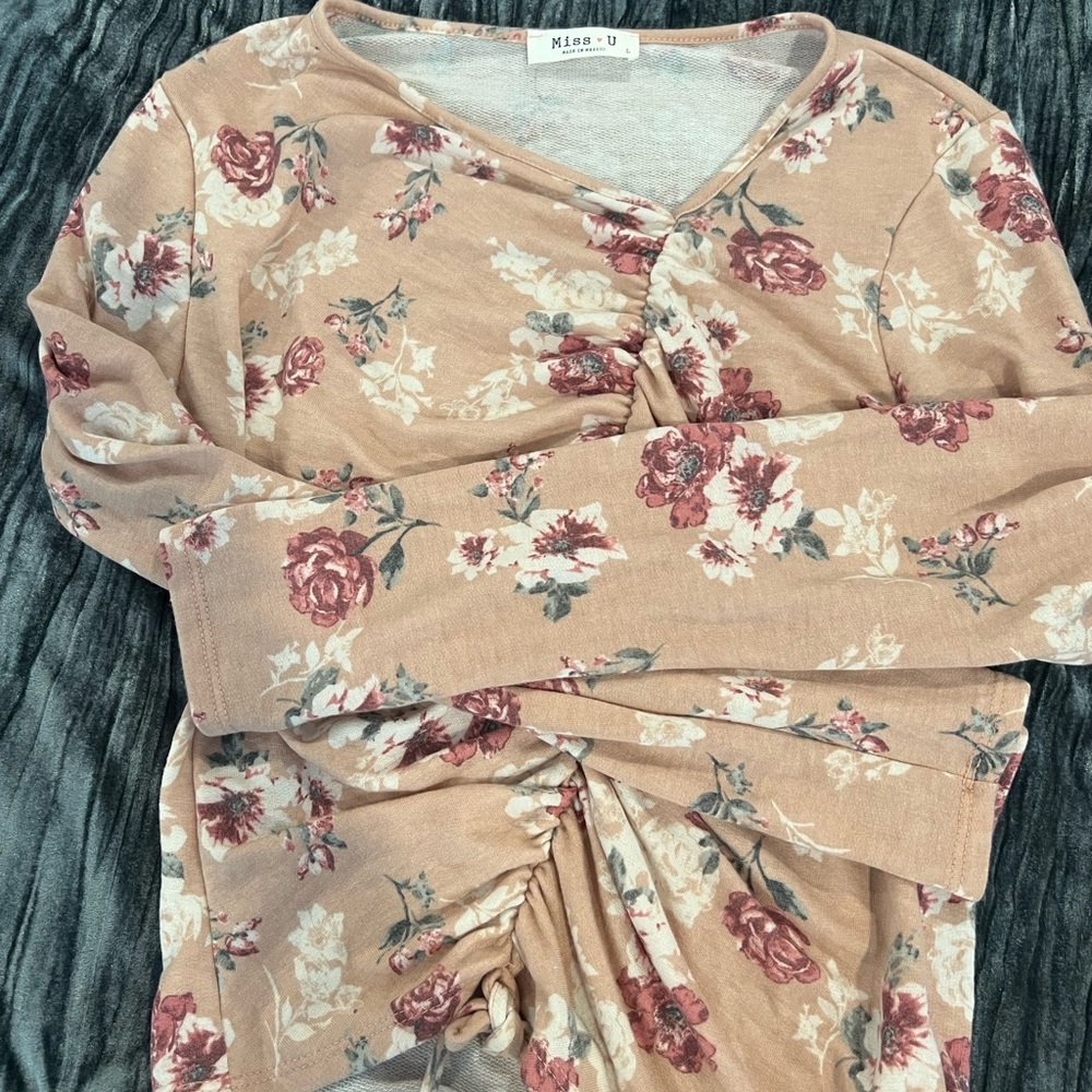 Pink floral long sleeve top by Miss U